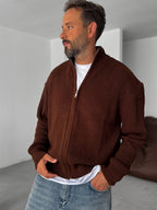 Half-Zip Mock Neck Knitted Cardigan