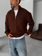 Half-Zip Mock Neck Knitted Cardigan