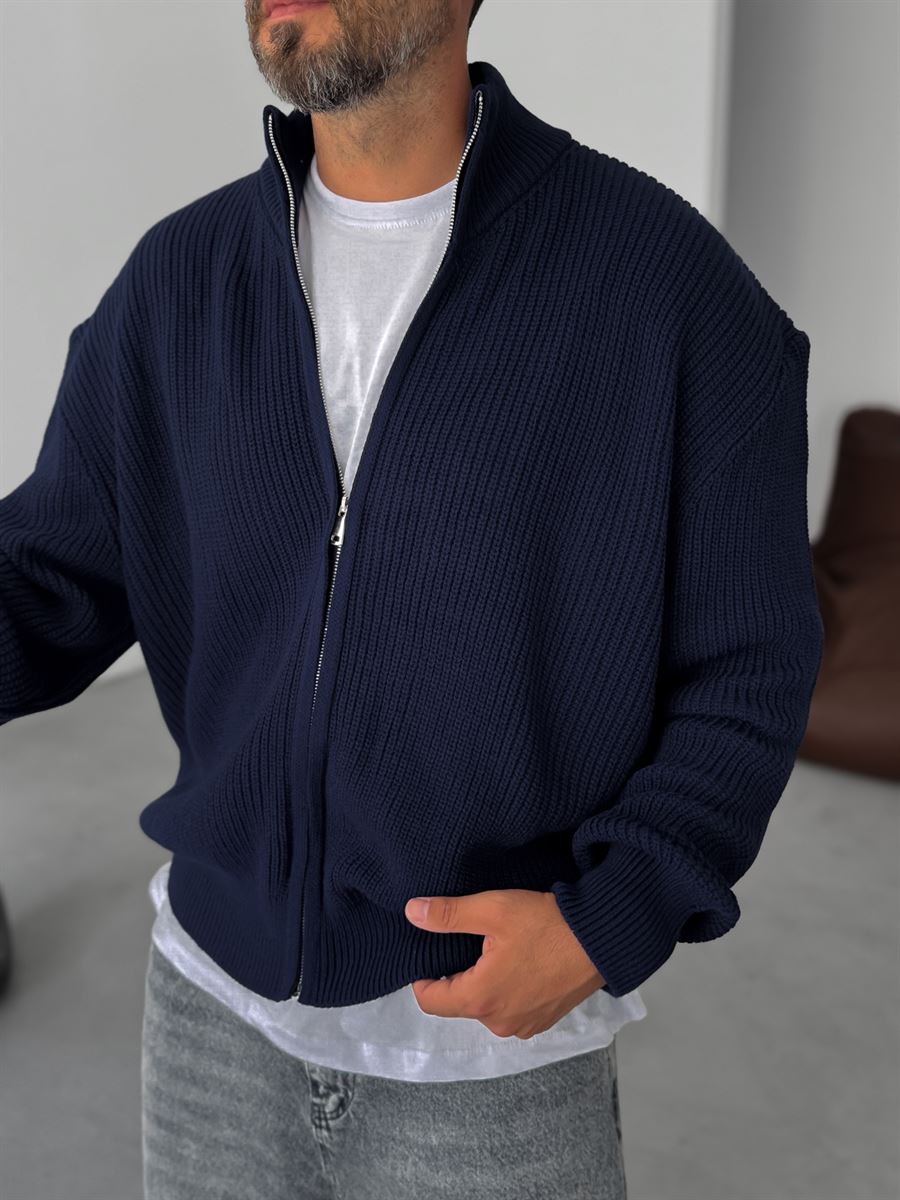 Half-Zip Mock Neck Knitted Cardigan