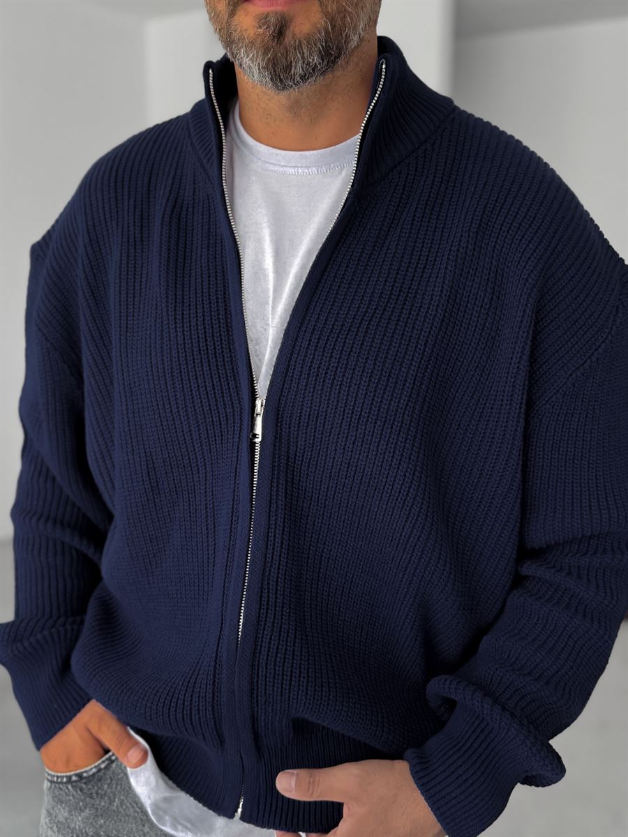 Half-Zip Mock Neck Knitted Cardigan