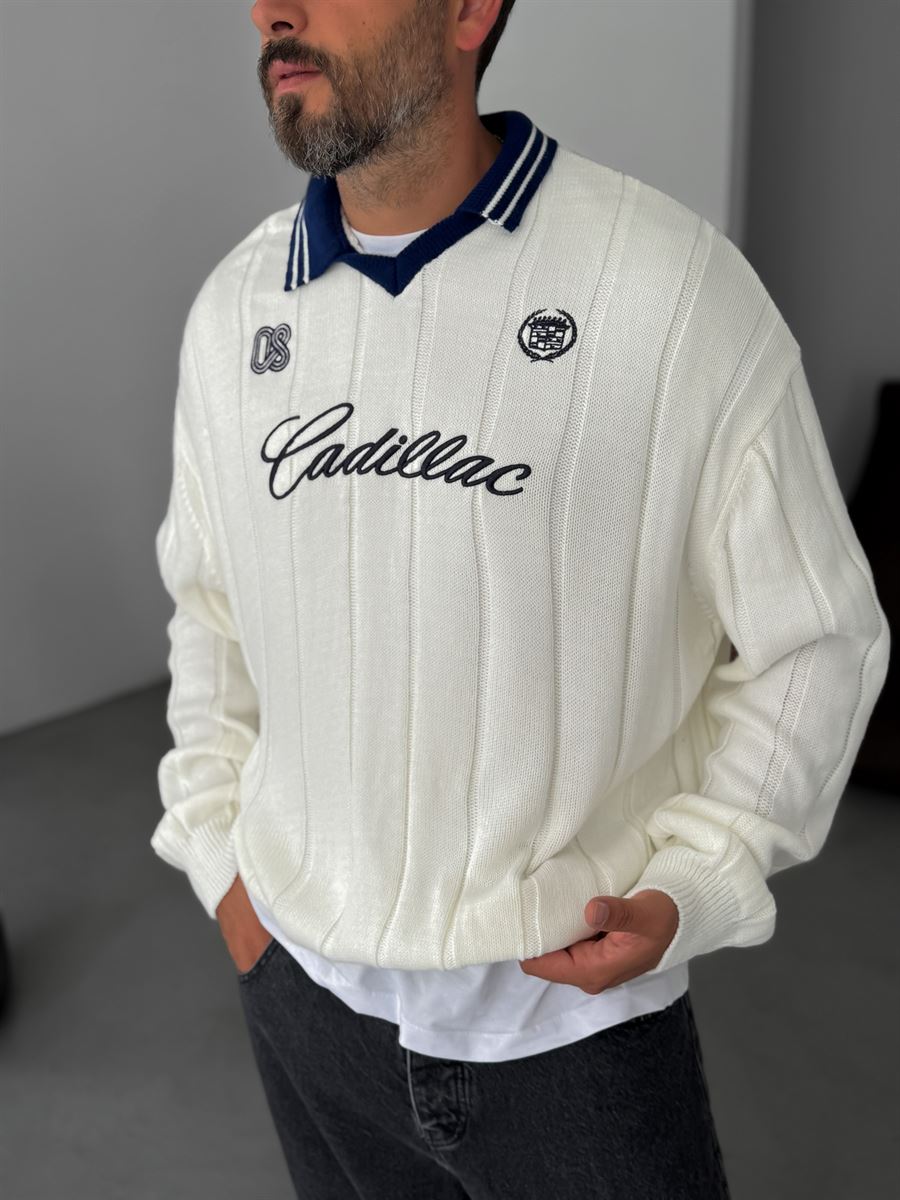 Cadillac Embroidered Polo Neck Sweater