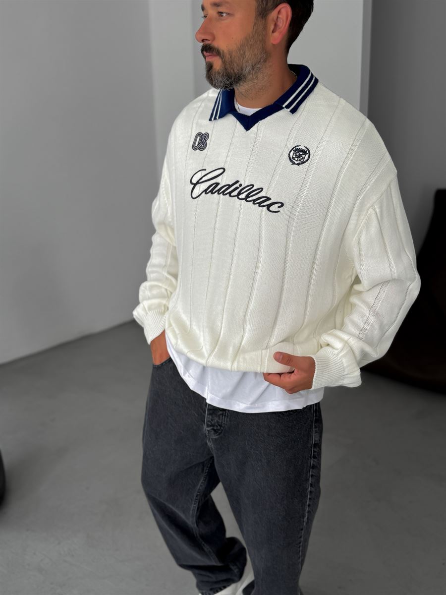 Cadillac Embroidered Polo Neck Sweater