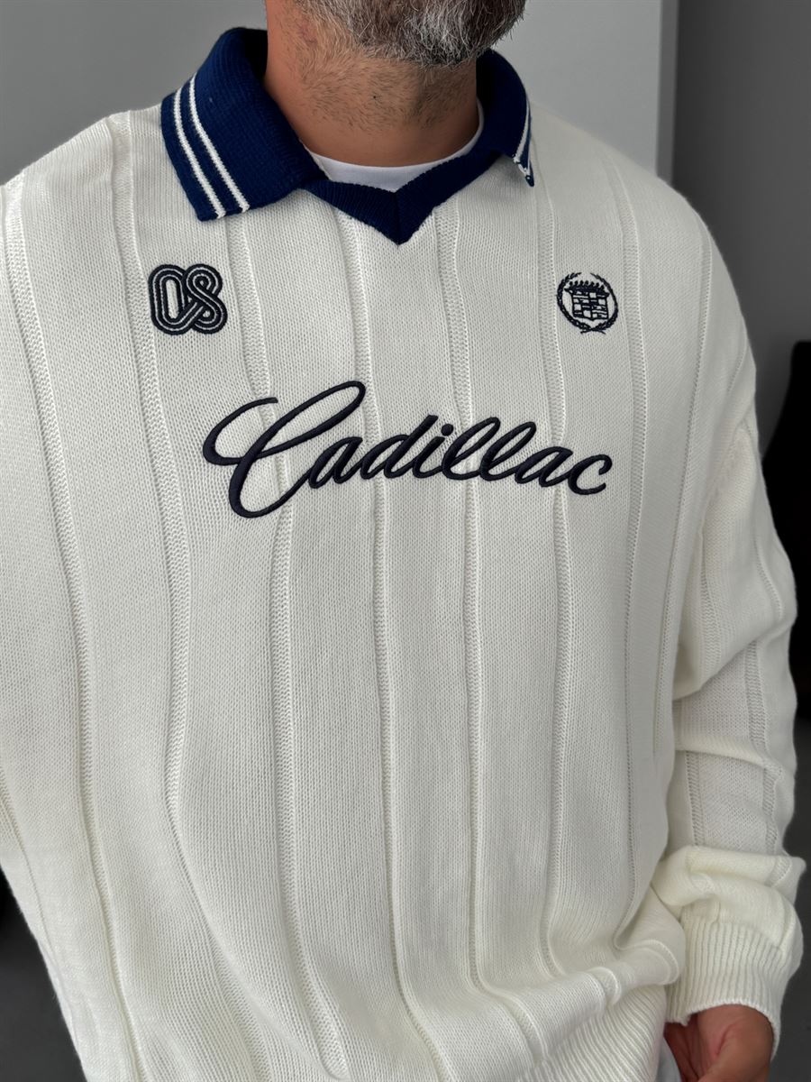 Cadillac Embroidered Polo Neck Sweater