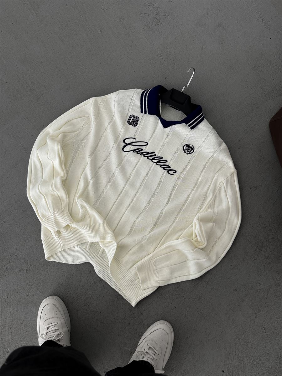 Cadillac Embroidered Polo Neck Sweater