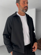 Knitted Ribbed Jacket with Sleeve Pocket