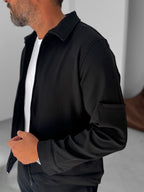 Knitted Ribbed Jacket with Sleeve Pocket