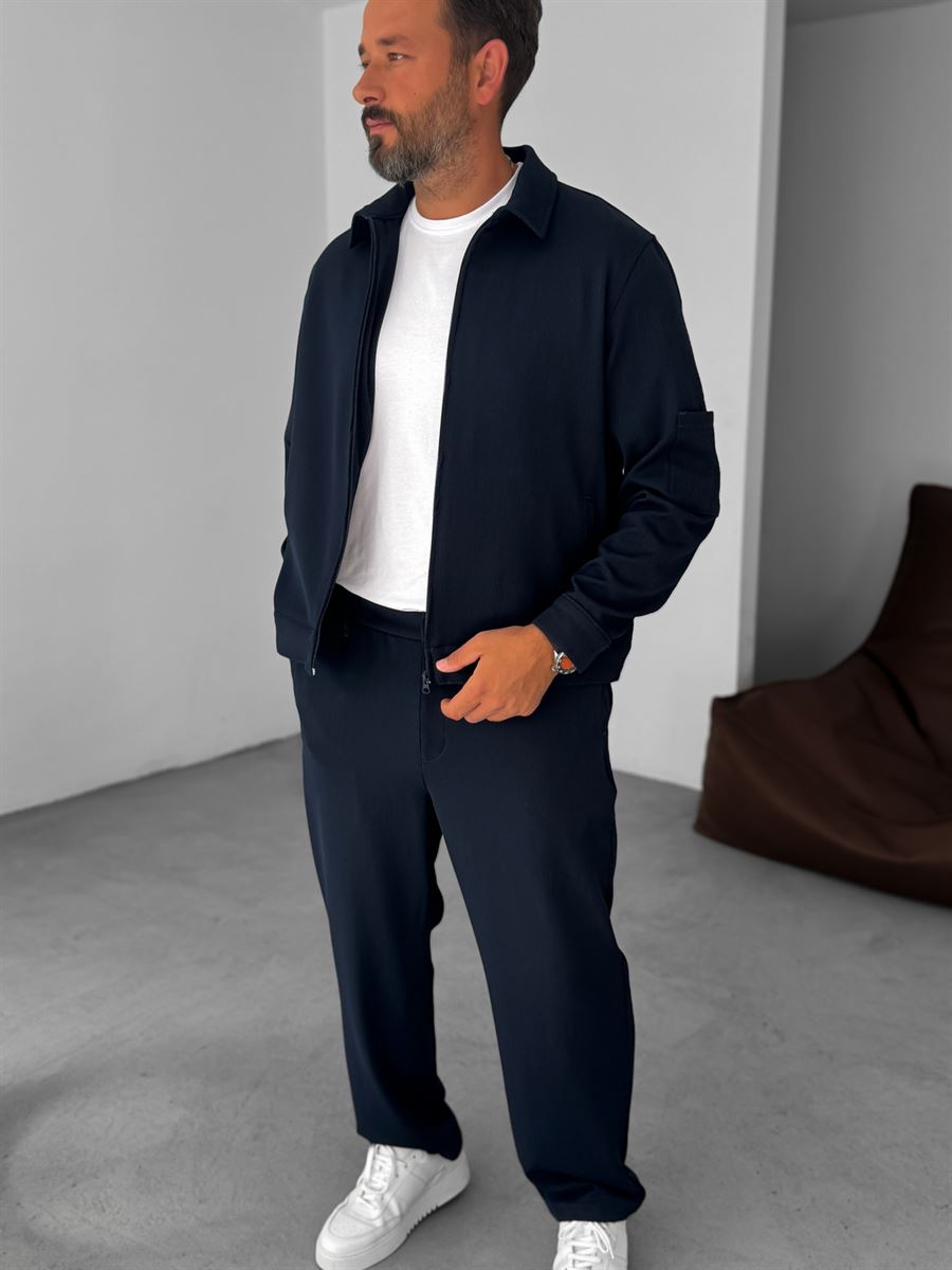 Knitted Ribbed Jacket with Sleeve Pocket