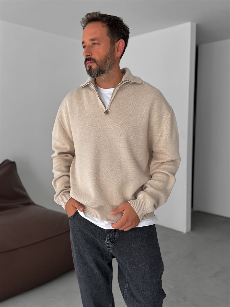 Half-Zip Knitwear Sweatshirt