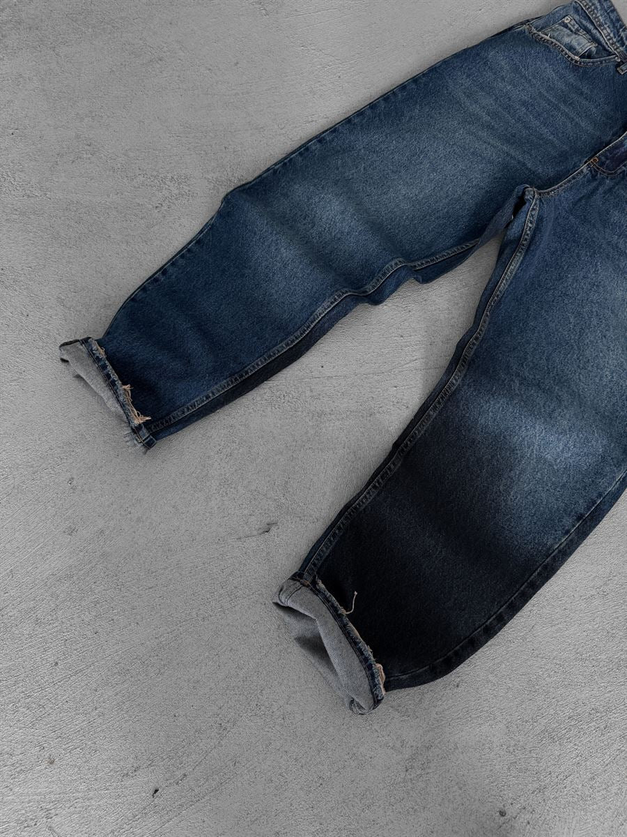 Hem Distressed Baggy Jean