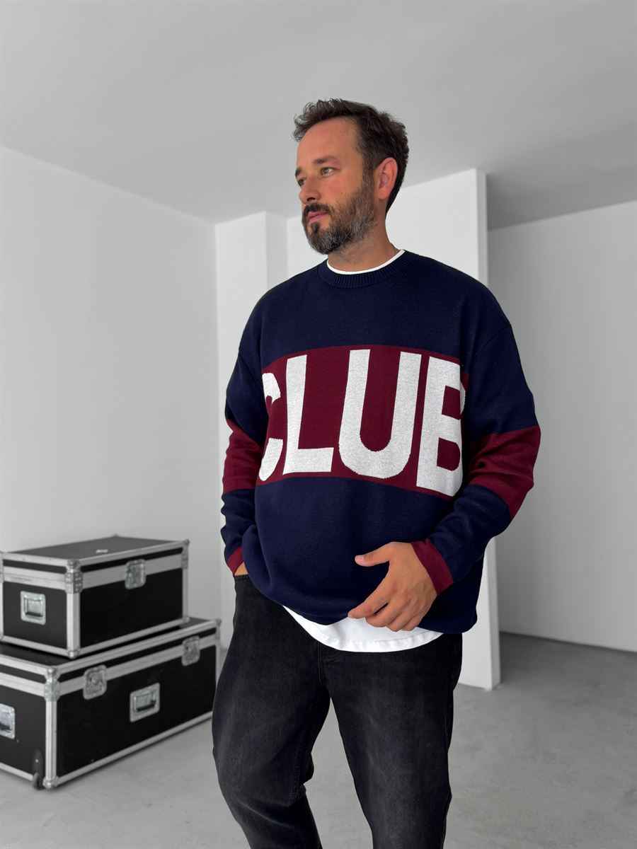 Club Embroidered Knitwear Sweatshirt