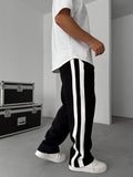Striped Straight Leg Fleece-Lined Sweatpants