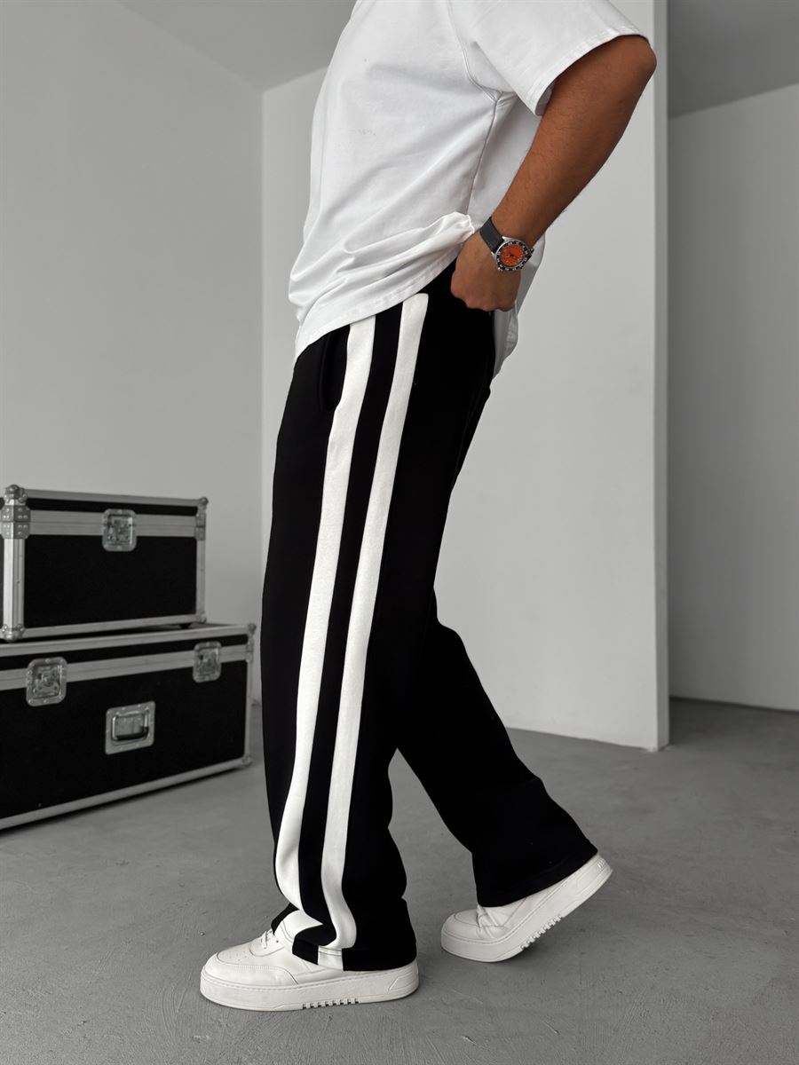 Striped Straight Leg Fleece-Lined Sweatpants