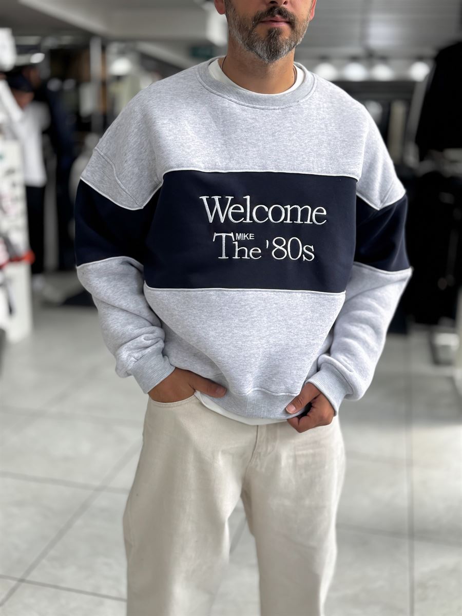 Gray Welcome Embroidered Sweatshirt PM-09