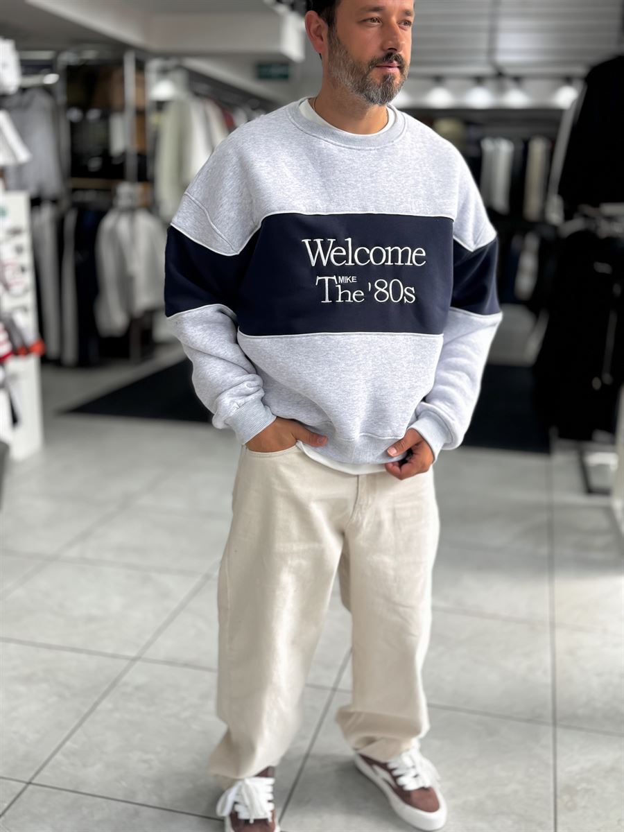 Gray Welcome Embroidered Sweatshirt PM-09
