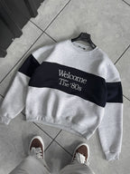 Gray Welcome Embroidered Sweatshirt PM-09