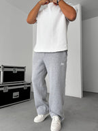 PM Embroidered Straight Leg Fleece-Lined Sweatpants