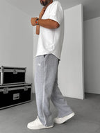 PM Embroidered Straight Leg Fleece-Lined Sweatpants