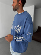 Washed Printed Patchwork Sweatshirt