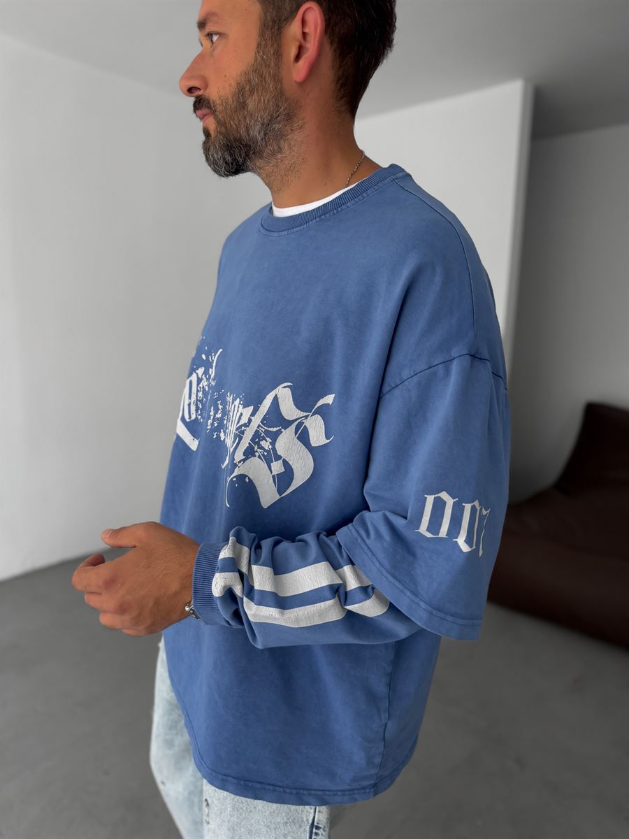 Washed Printed Patchwork Sweatshirt