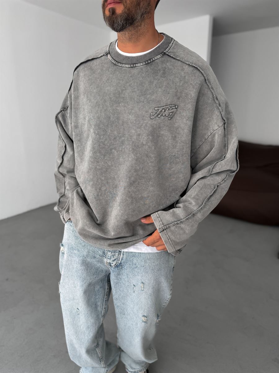 Stitched Detail Washed Sweatshirt