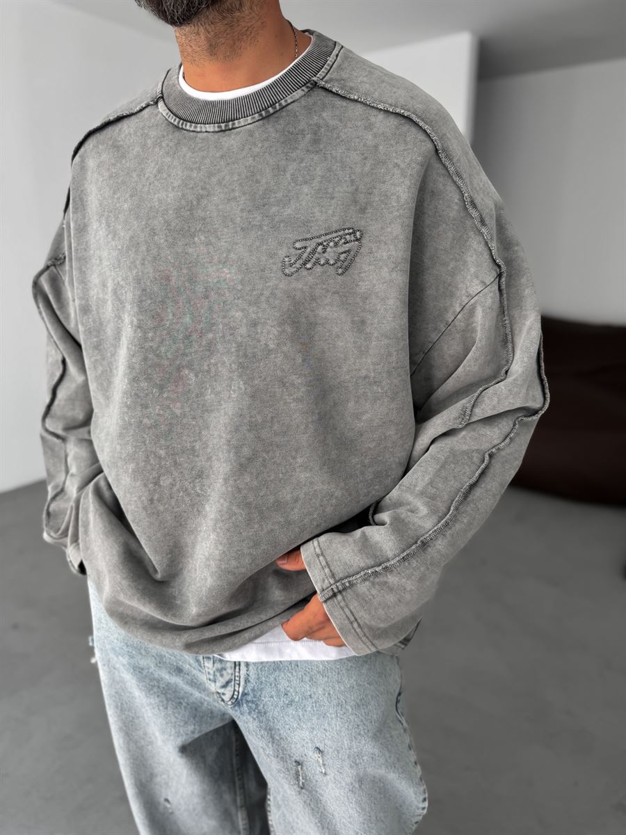 Stitched Detail Washed Sweatshirt