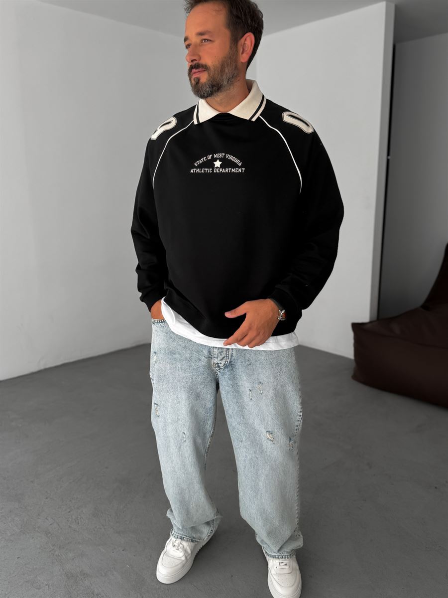 Black 09 Embossed Sweatshirt JJ-129
