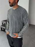 Washed Patterned Knit Sweater