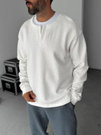V-Neck Waffle Sweatshirt