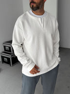 V-Neck Waffle Sweatshirt