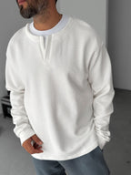 V-Neck Waffle Sweatshirt