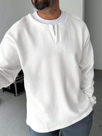 V-Neck Waffle Sweatshirt