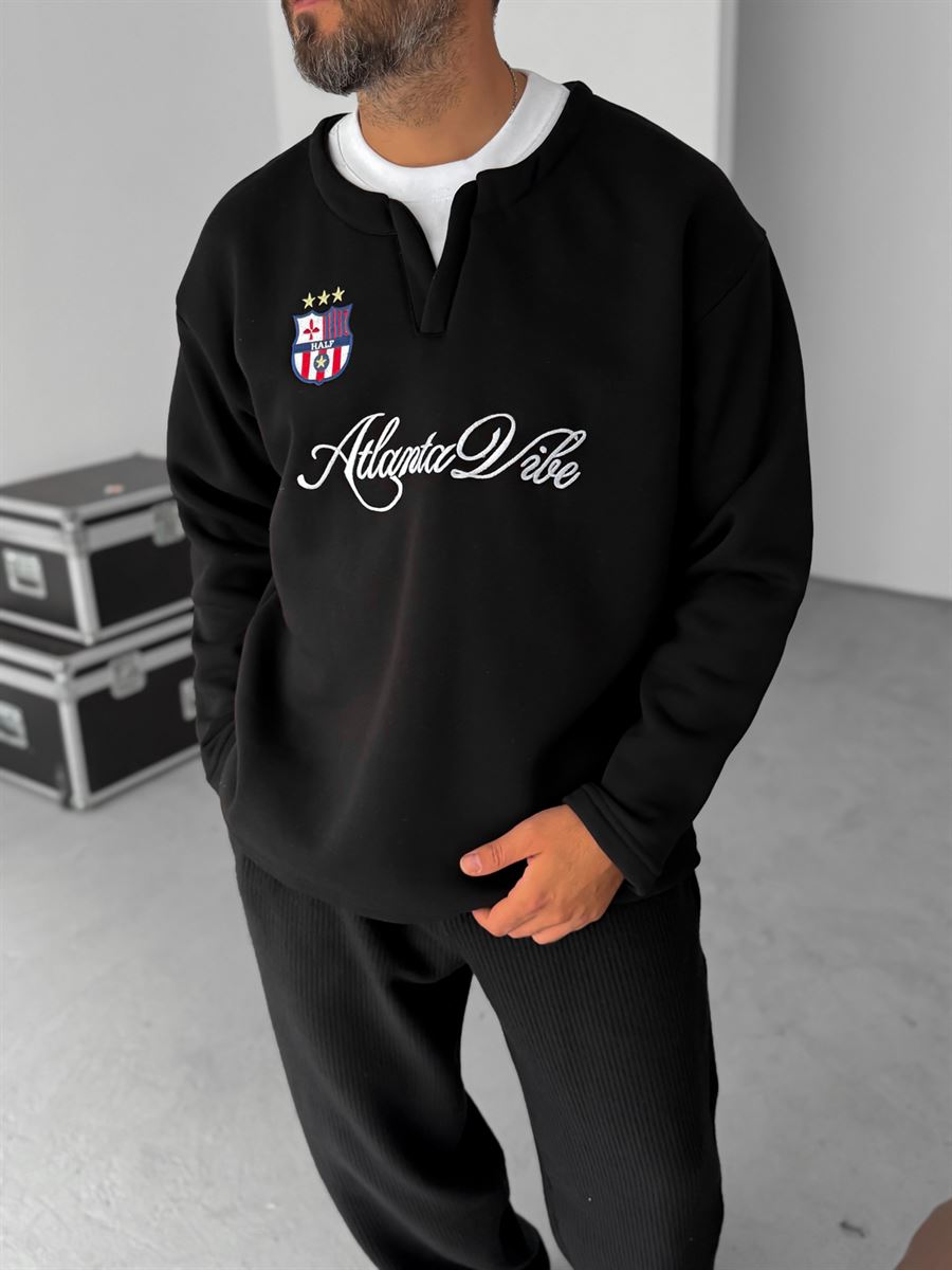 V-Neck Atlanta Embroidered Sweatshirt