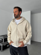 Waffle Zipped Hooded Sweatshirt