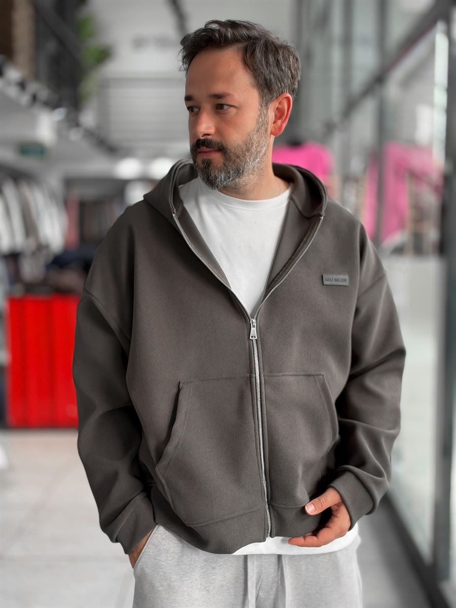 Waffle Zipped Hooded Sweatshirt