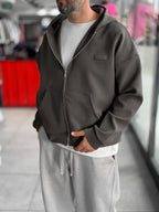 Waffle Zipped Hooded Sweatshirt