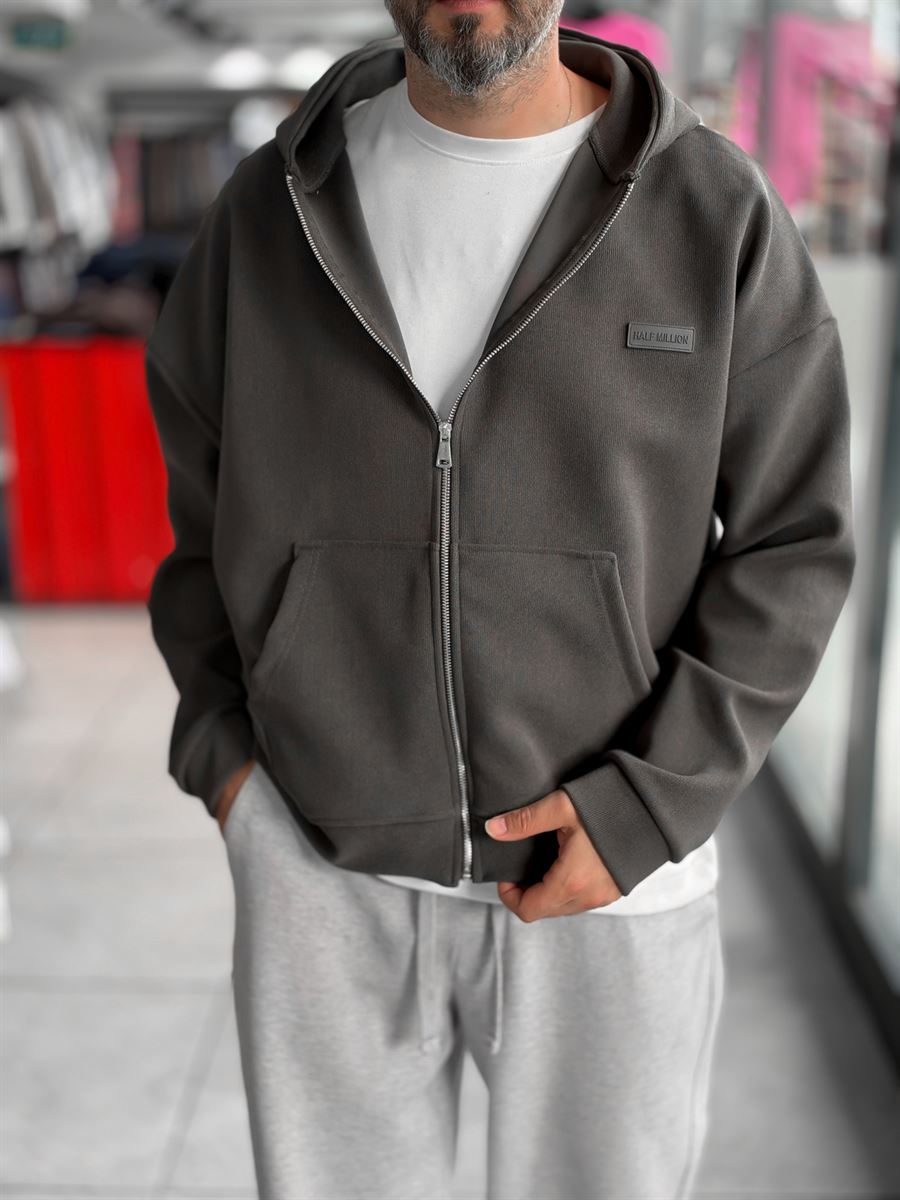 Waffle Zipped Hooded Sweatshirt