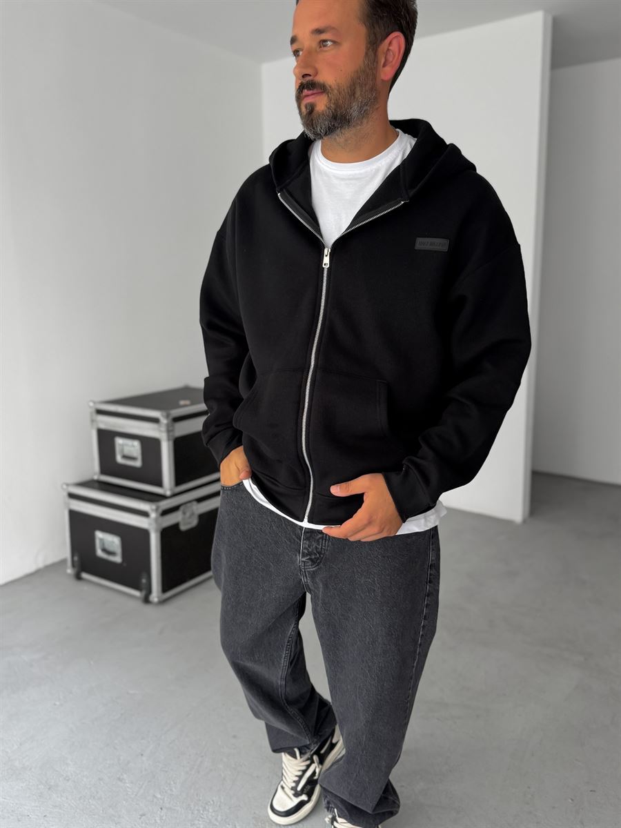 Waffle Zipped Hooded Sweatshirt