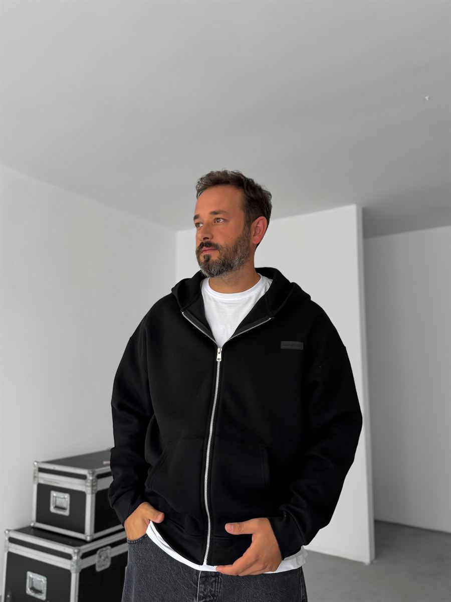 Waffle Zipped Hooded Sweatshirt