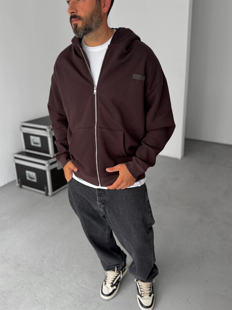 Waffle Zipped Hooded Sweatshirt