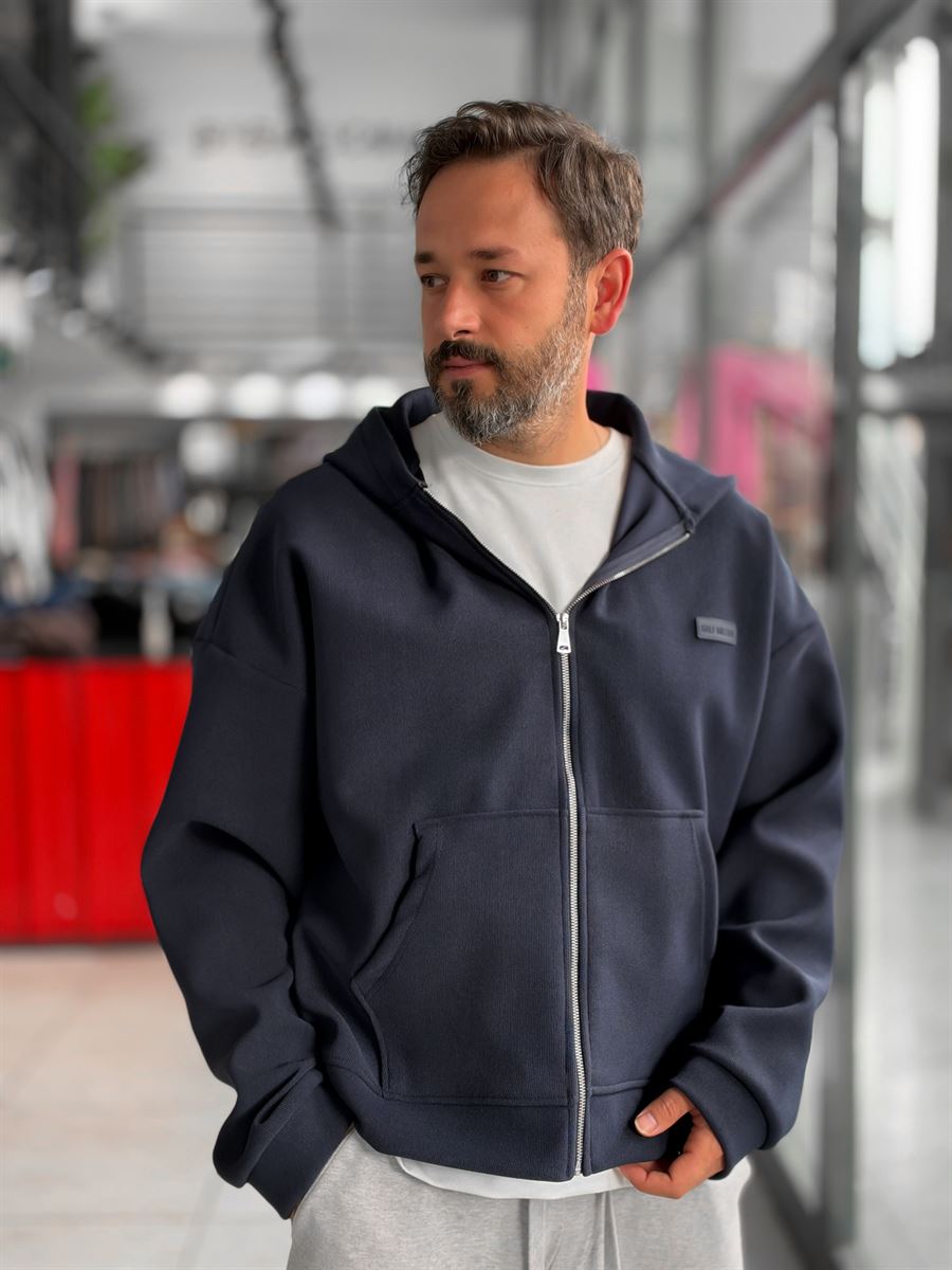 Waffle Zipped Hooded Sweatshirt