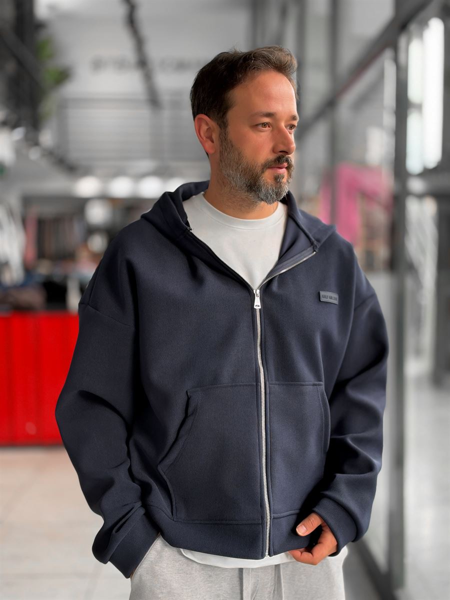 Waffle Zipped Hooded Sweatshirt