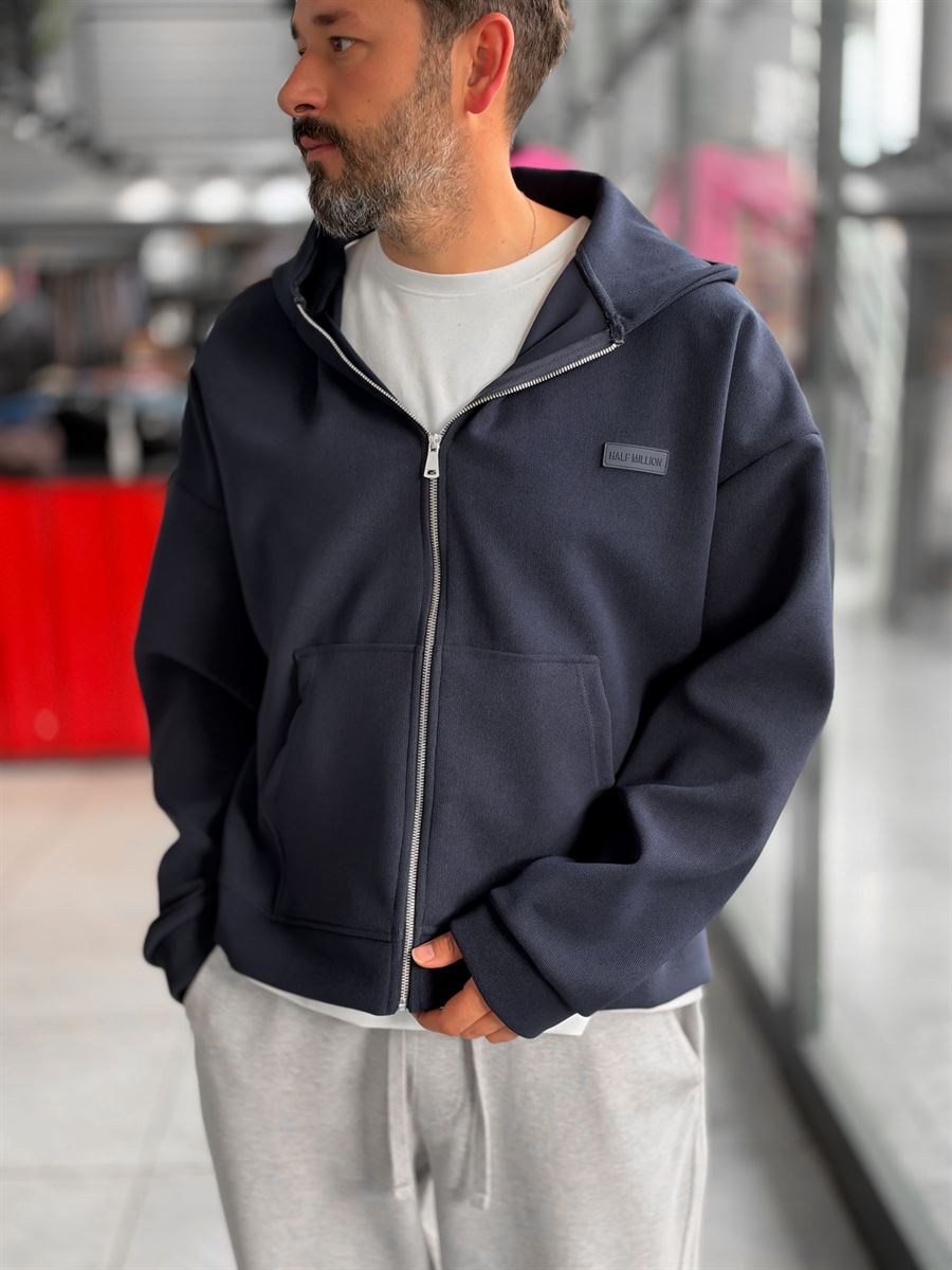 Waffle Zipped Hooded Sweatshirt