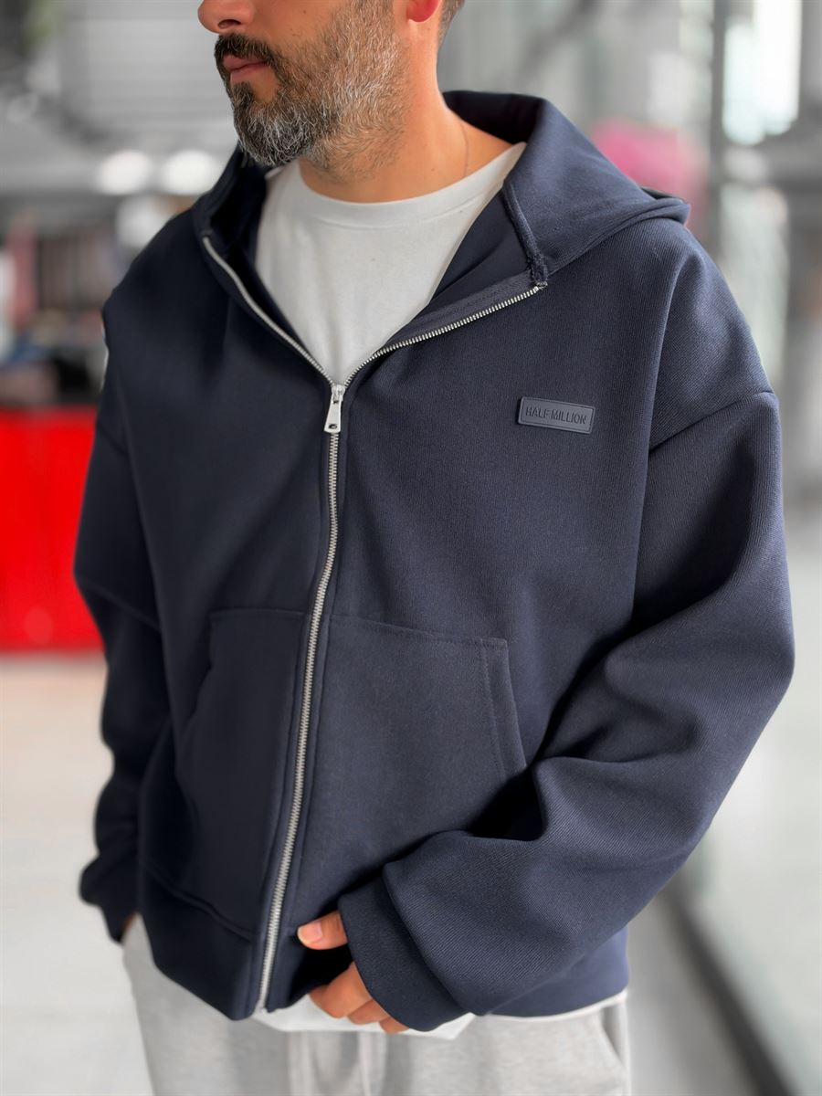 Waffle Zipped Hooded Sweatshirt