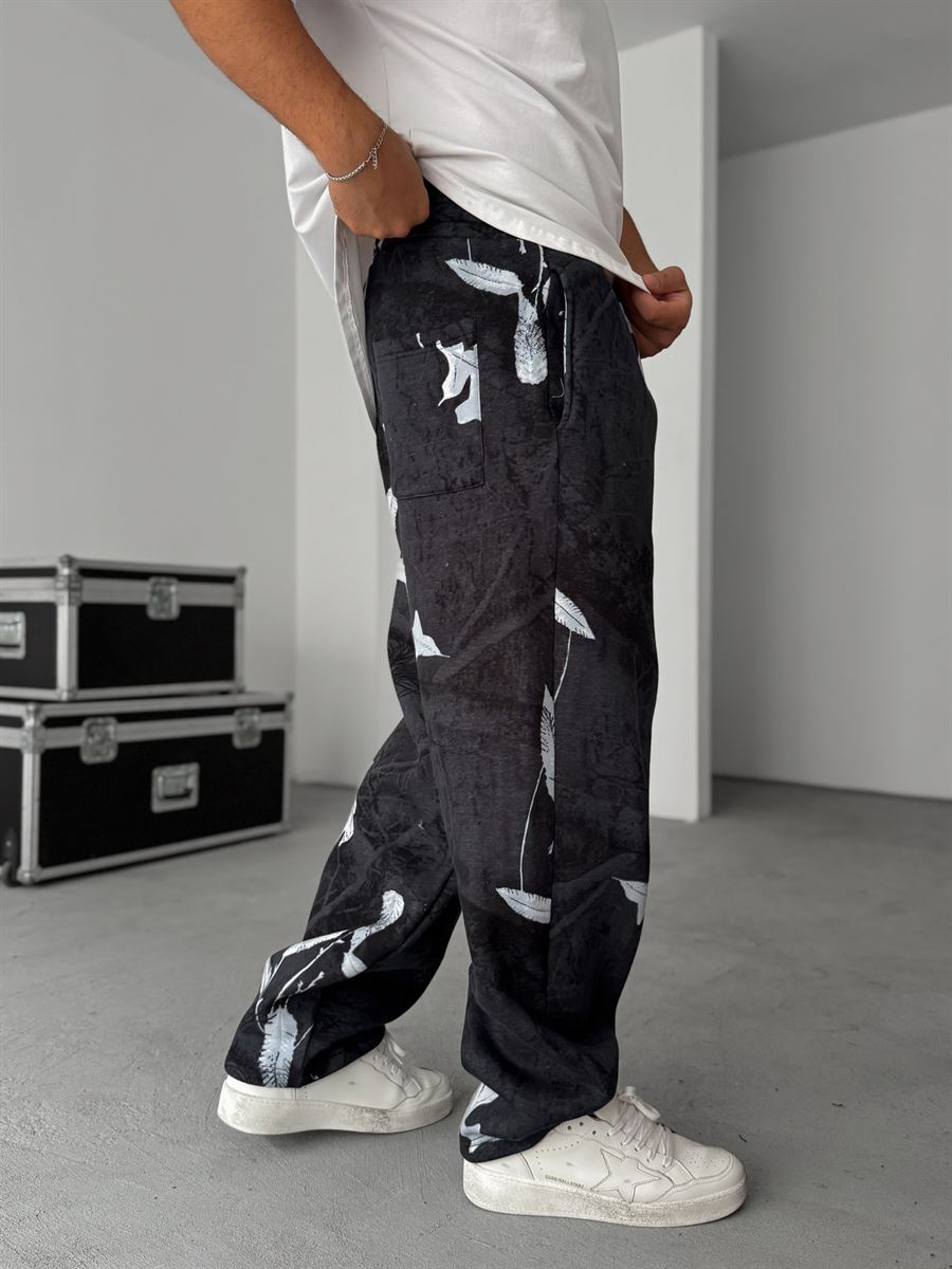 Leaf Patterned Baggy Sweatpants