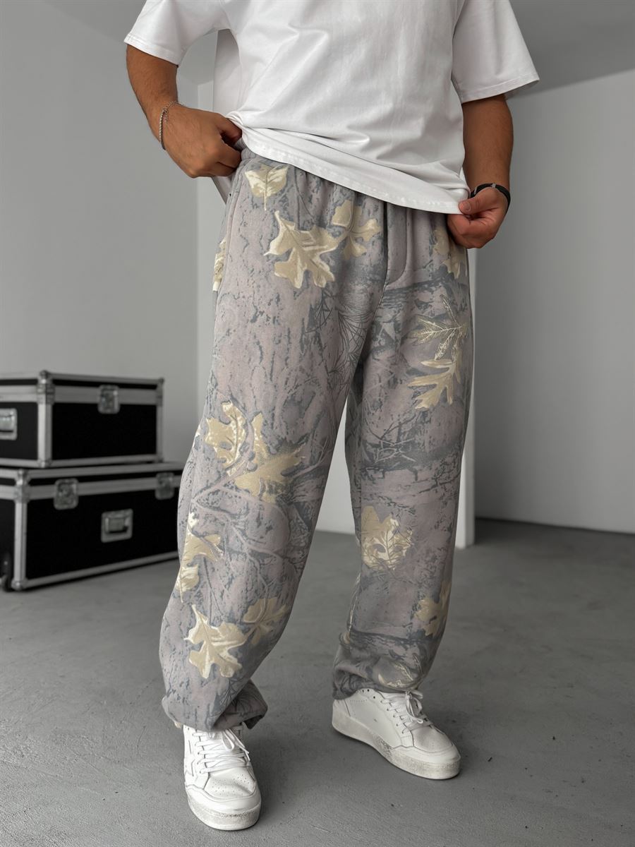 Leaf Patterned Baggy Sweatpants