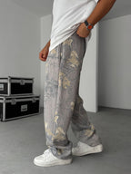 Leaf Patterned Baggy Sweatpants
