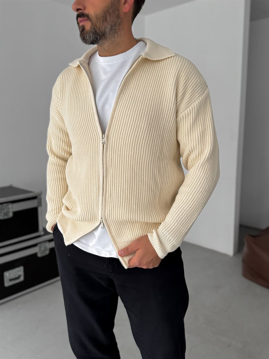Zipped Knitwear Sweatshirt