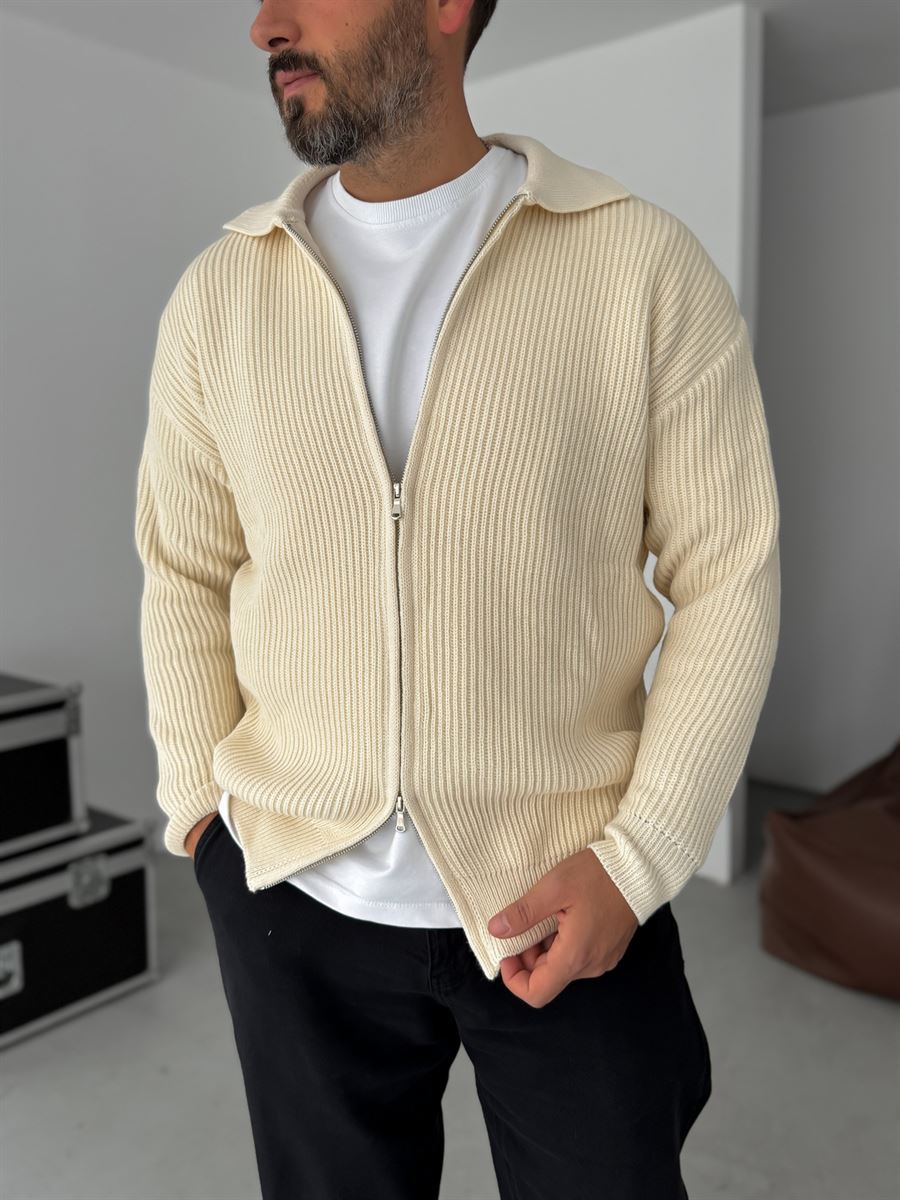 Zipped Knitwear Sweatshirt