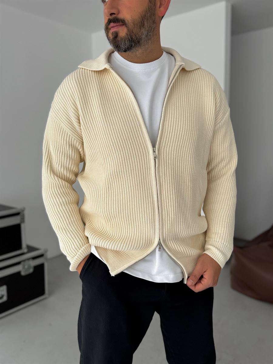 Zipped Knitwear Sweatshirt