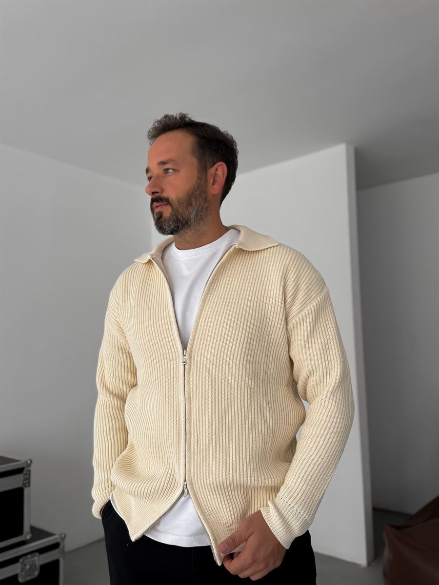 Zipped Knitwear Sweatshirt